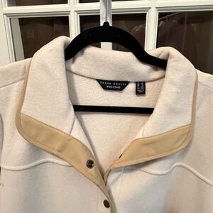 Susan Graver Weekend Cream Beige‎ Snap Front Fleece Jacket